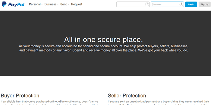 Seguridad de PayPal Captura de pantalla de la página de seguridad de PayPal